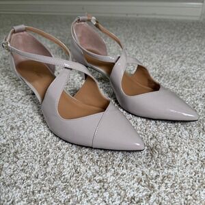 Calvin Klein Womens Size 7 Patent Leather Pamette Pointed Toe Pumps Shoes Nude